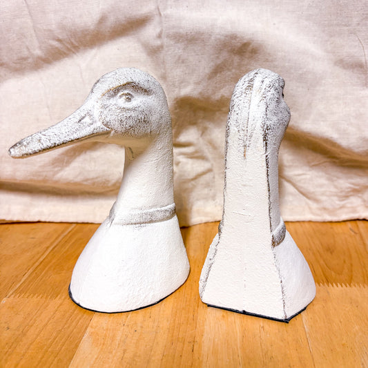 Duck statue painted metal bookend - single or pair