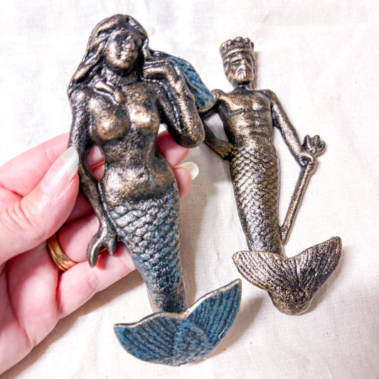Mermaid or merman cast iron wall hook