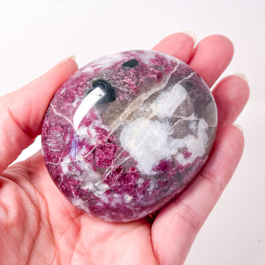 Pink Tourmaline crystal palm stone