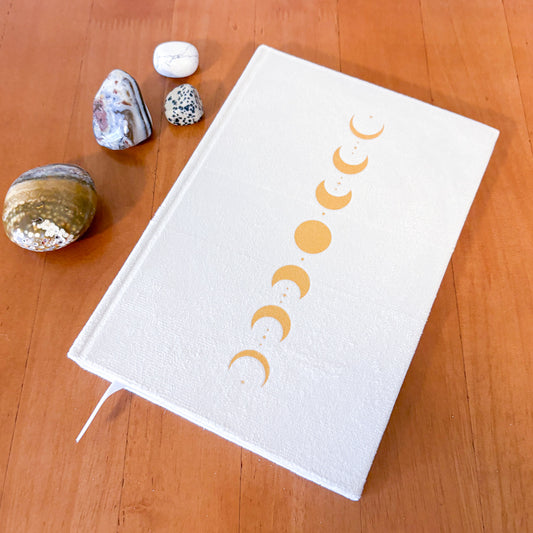 Gold moon / cream velvet notebook journal A5