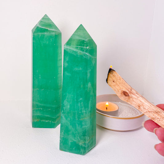 Green fluorite crystal generator tower L