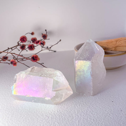 Aura quartz crystal raw point