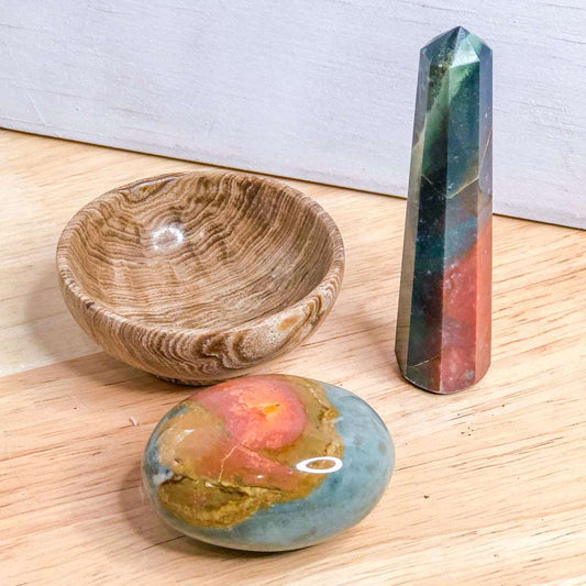 Crystal box - stress relief / grounding crystal pack - 3 crystal set