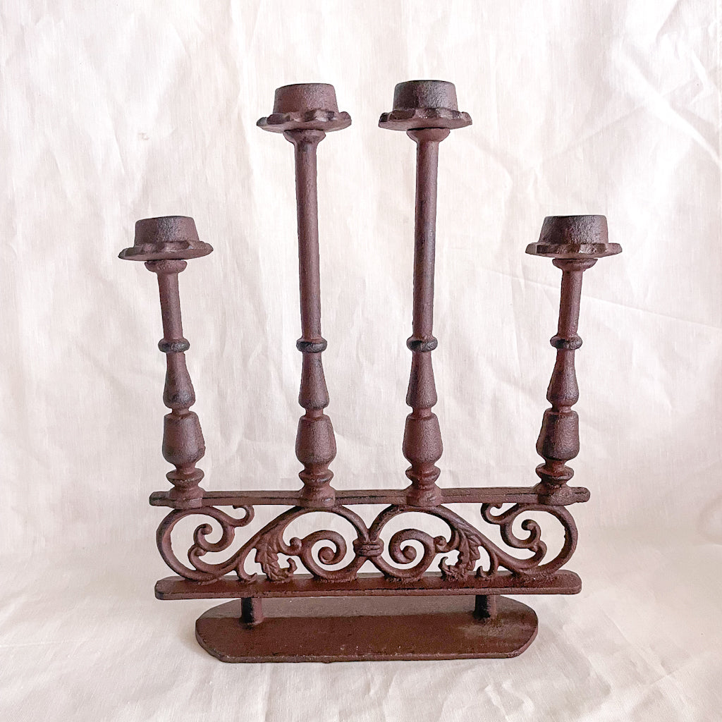 Cast iron ornate vintage candle holder