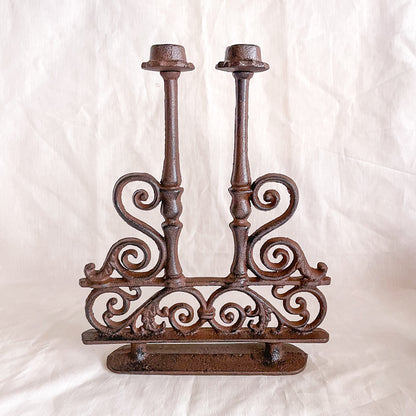 Cast iron ornate vintage candle holder