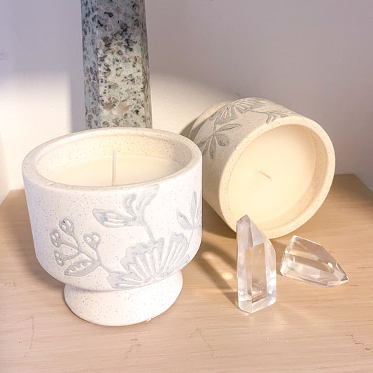 Ceramic pot with candle