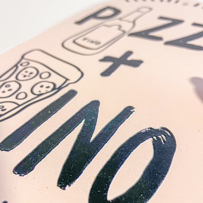 Pizza and Vino ceramic trivet
