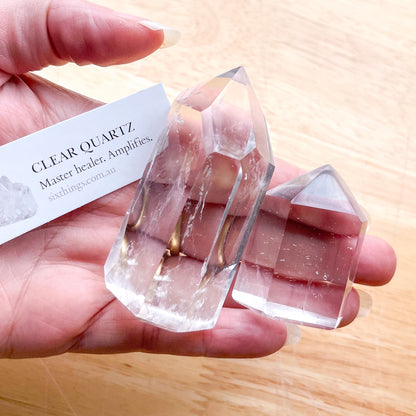 Clear quartz crystal inclusion point generator tower