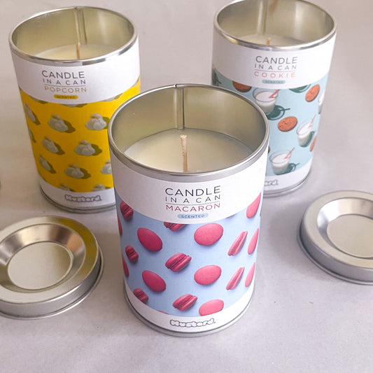 Yummy candle in a tin can