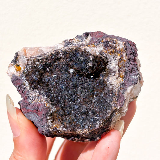 Yin yang balance Manganese on Quartz crystal cluster