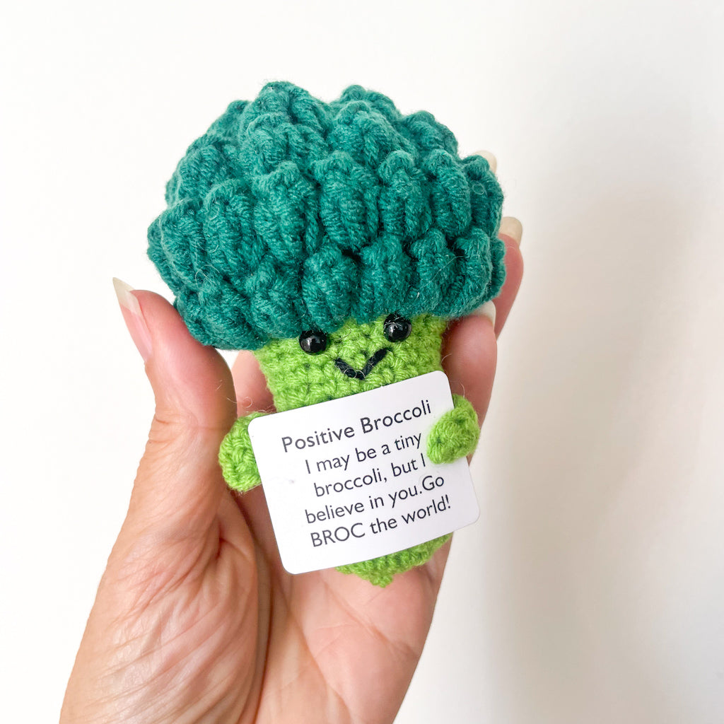 Positive broccoli crochet keepsake toy