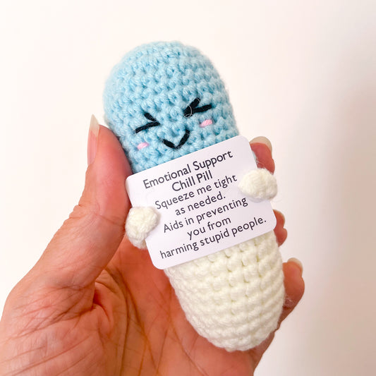 Cheeky chill pill crochet keepsake toy