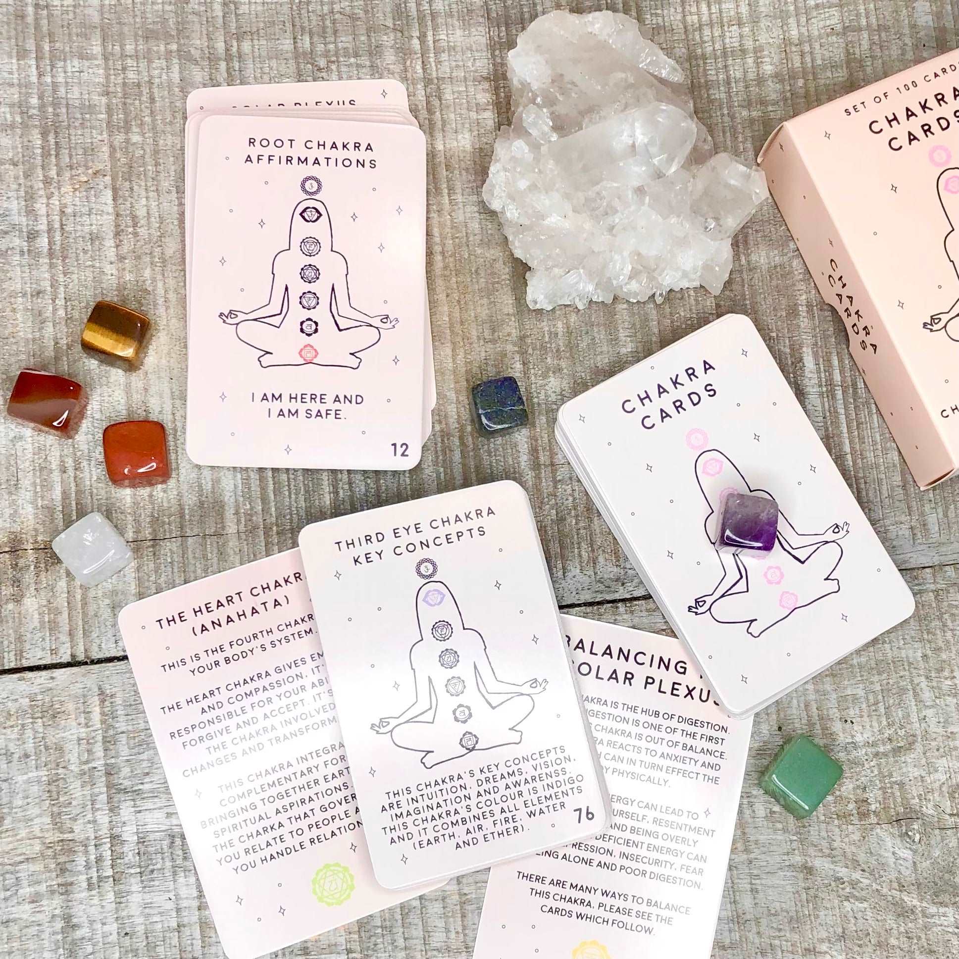 Chakra wisdom tarot reading card set plus chakra pyramid or tower