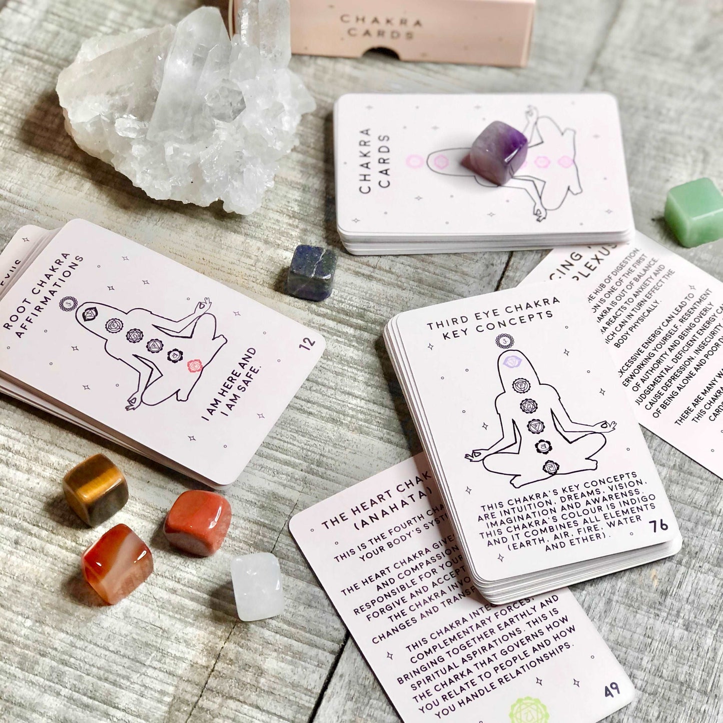 Chakra wisdom tarot reading card set plus chakra pyramid or tower