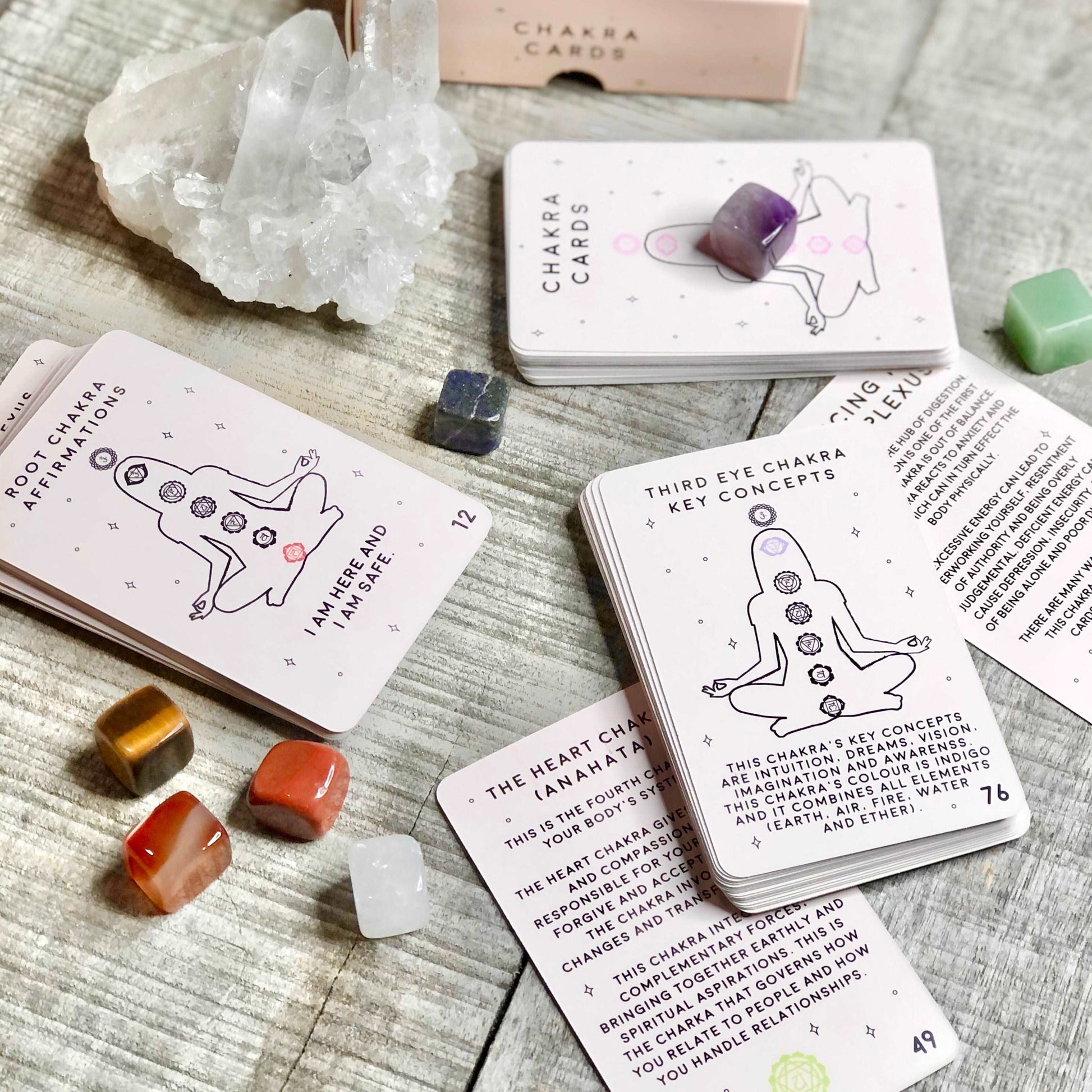 Chakra wisdom tarot reading card set plus chakra pyramid or tower