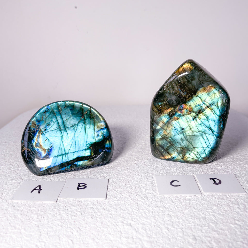 Labradorite crystal high quality flash carved freeform statue