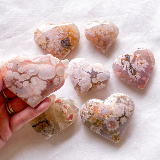 Flower agate blossom crystal puffy heart