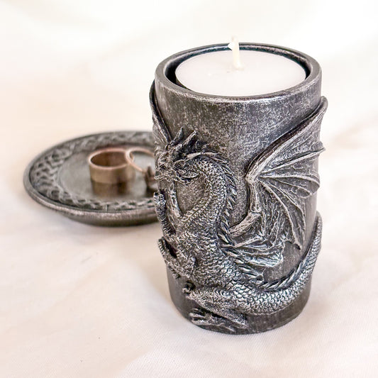 Dragon candle holder & Celtic knot trinket dish