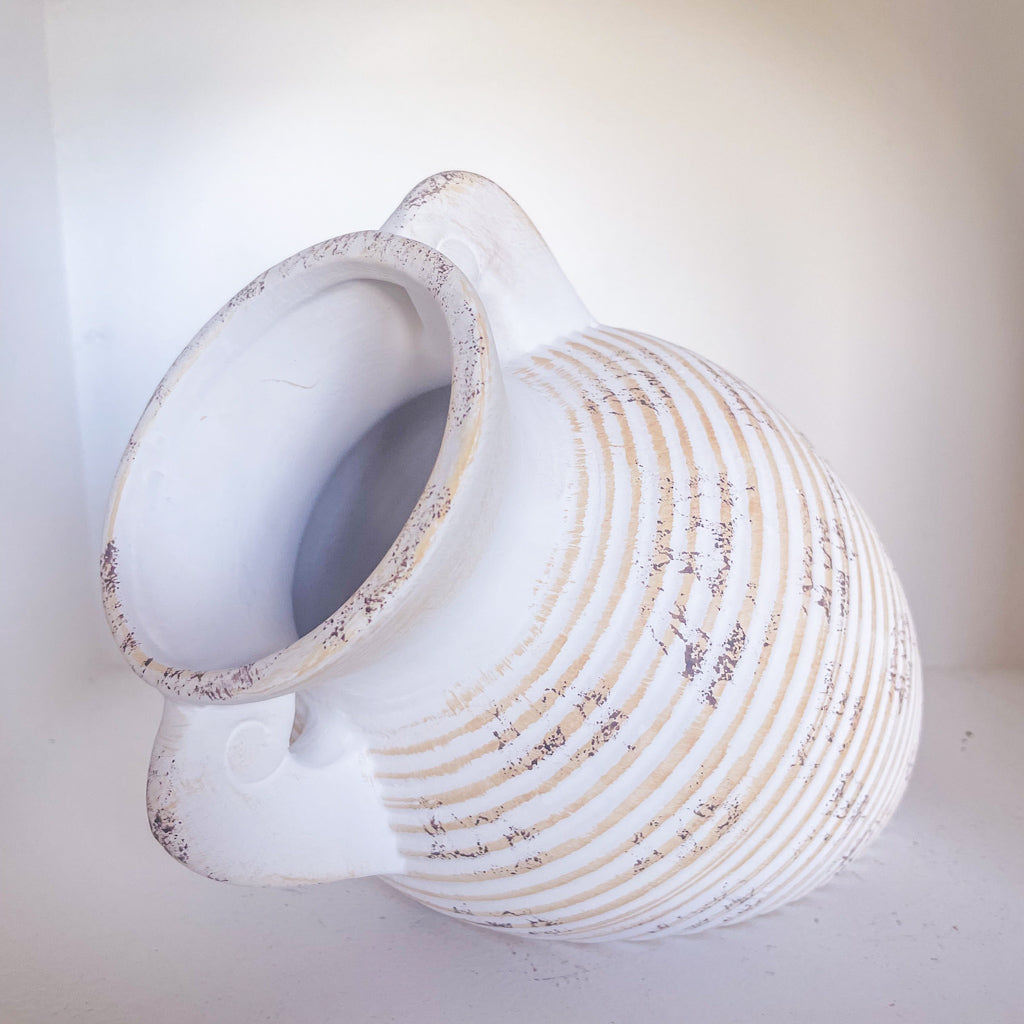 Roman handled urn planter pot