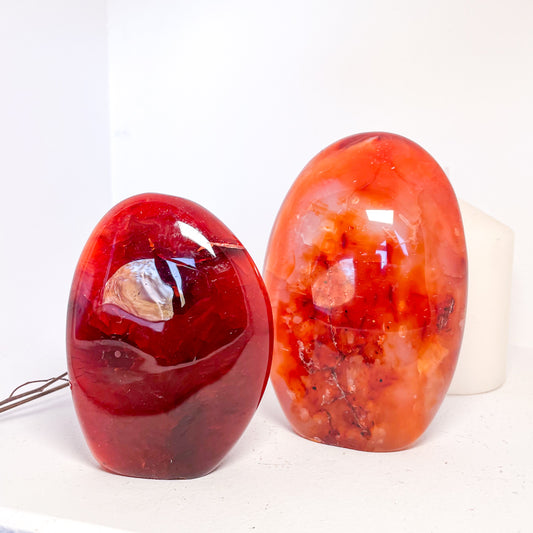 Carnelian crystal freeform statue M-L