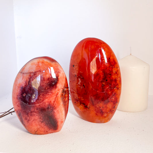 Carnelian crystal freeform statue M-L