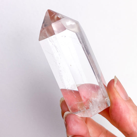 Clear quartz crystal inclusion point generator tower