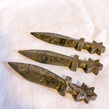 Pyrite sword knife athame crystal carving