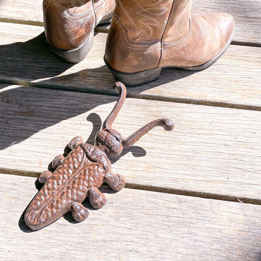 Cast iron boot puller scarab beetle