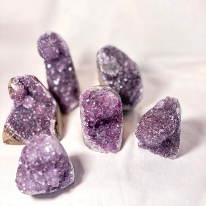Polished edge amethyst crystal cluster stalactite flower