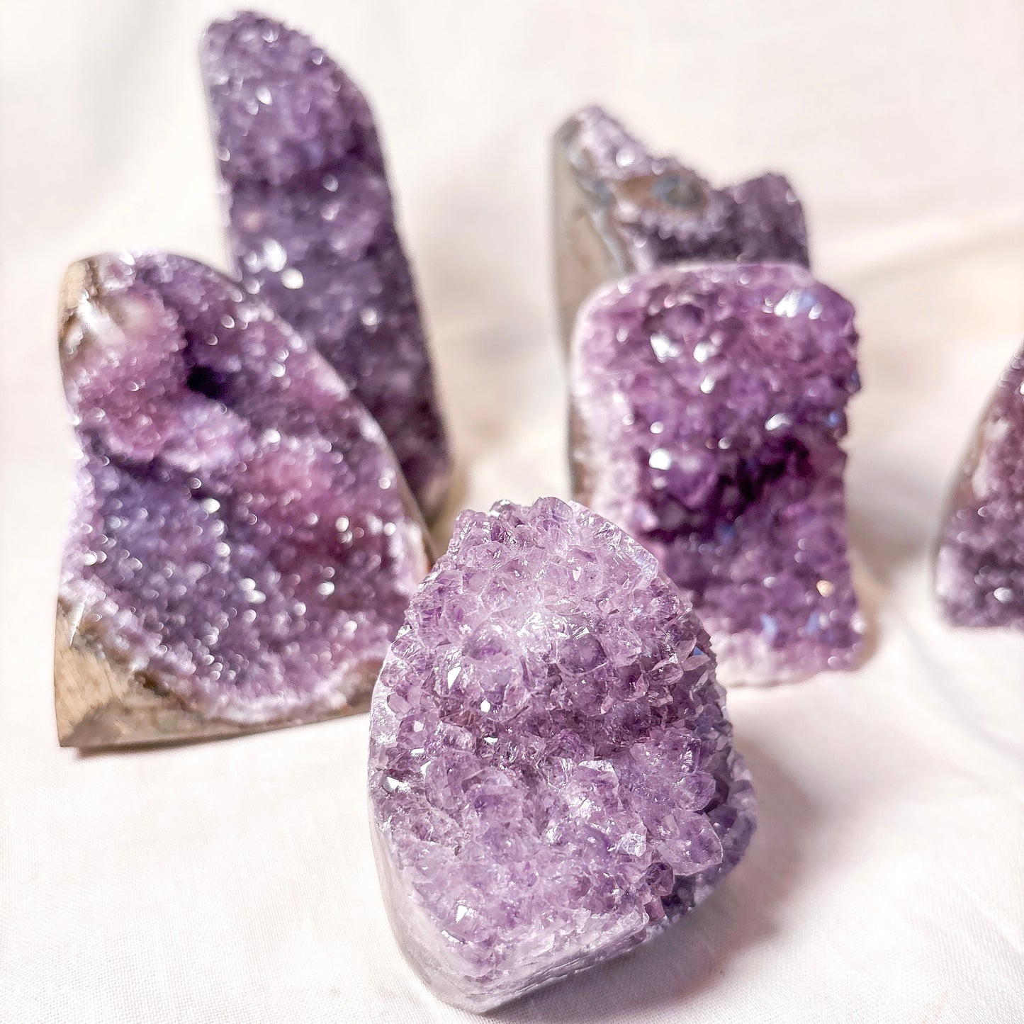 Polished edge amethyst crystal cluster stalactite flower