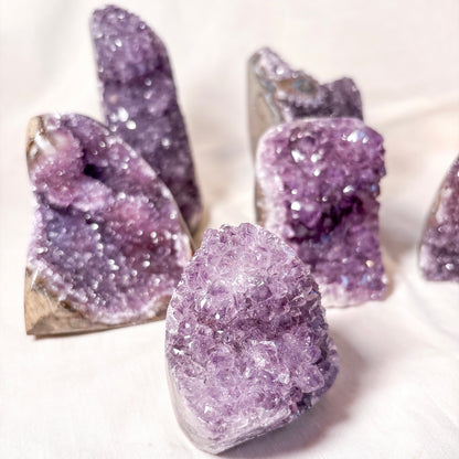 Polished edge amethyst crystal cluster stalactite flower