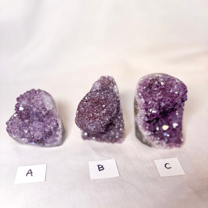 Polished edge amethyst crystal cluster stalactite flower
