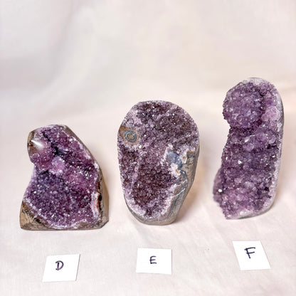 Polished edge amethyst crystal cluster stalactite flower