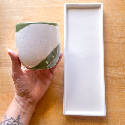 Coastal speckle ceramic planter pot set