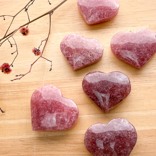 Strawberry quartz crystal heart
