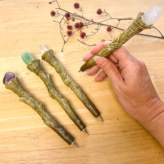 Witches wand with crystal ballpoint pen