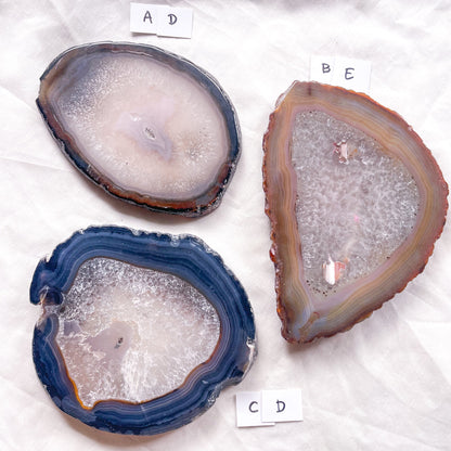 Agate slice crystal stone slab tray