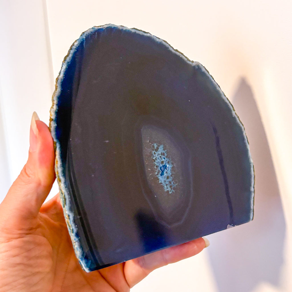 Blue Agate crystal bookend / statue 1kg 12.5cm