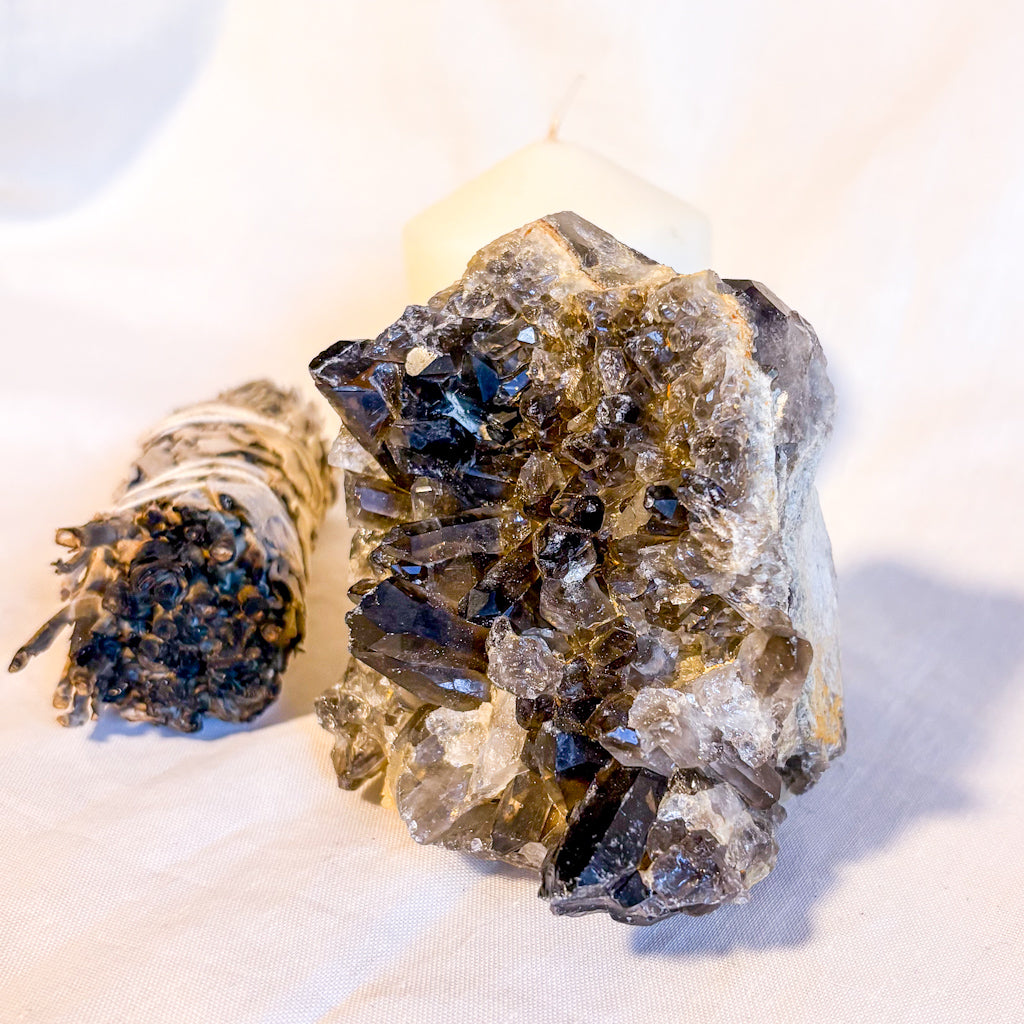 Smoky quartz crystal cluster 750g
