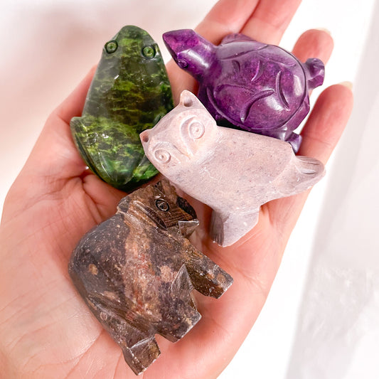 Witches familiar / Spirit animal soapstone crystal - various