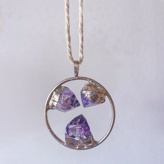 Amethyst crystal pendant dream catcher point suncatcher