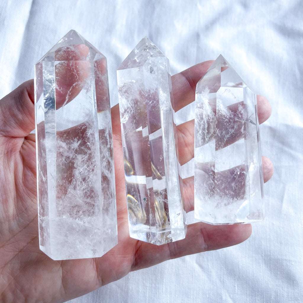 Clear quartz crystal inclusion point generator tower