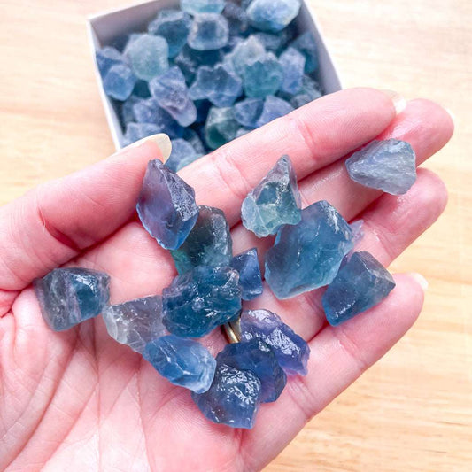 Blue / Green fluorite crystal raw chip bundle