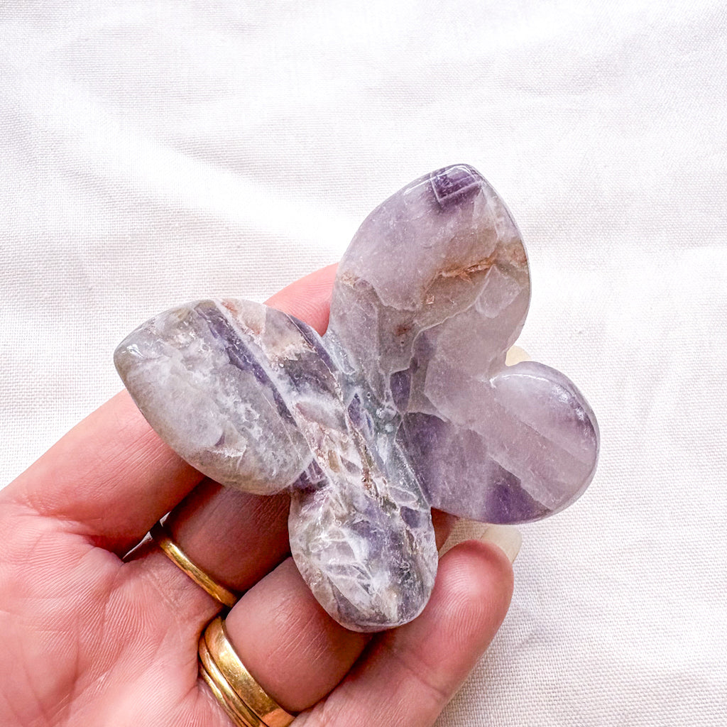 Amethyst Phantom Chevron crystal butterfly carving
