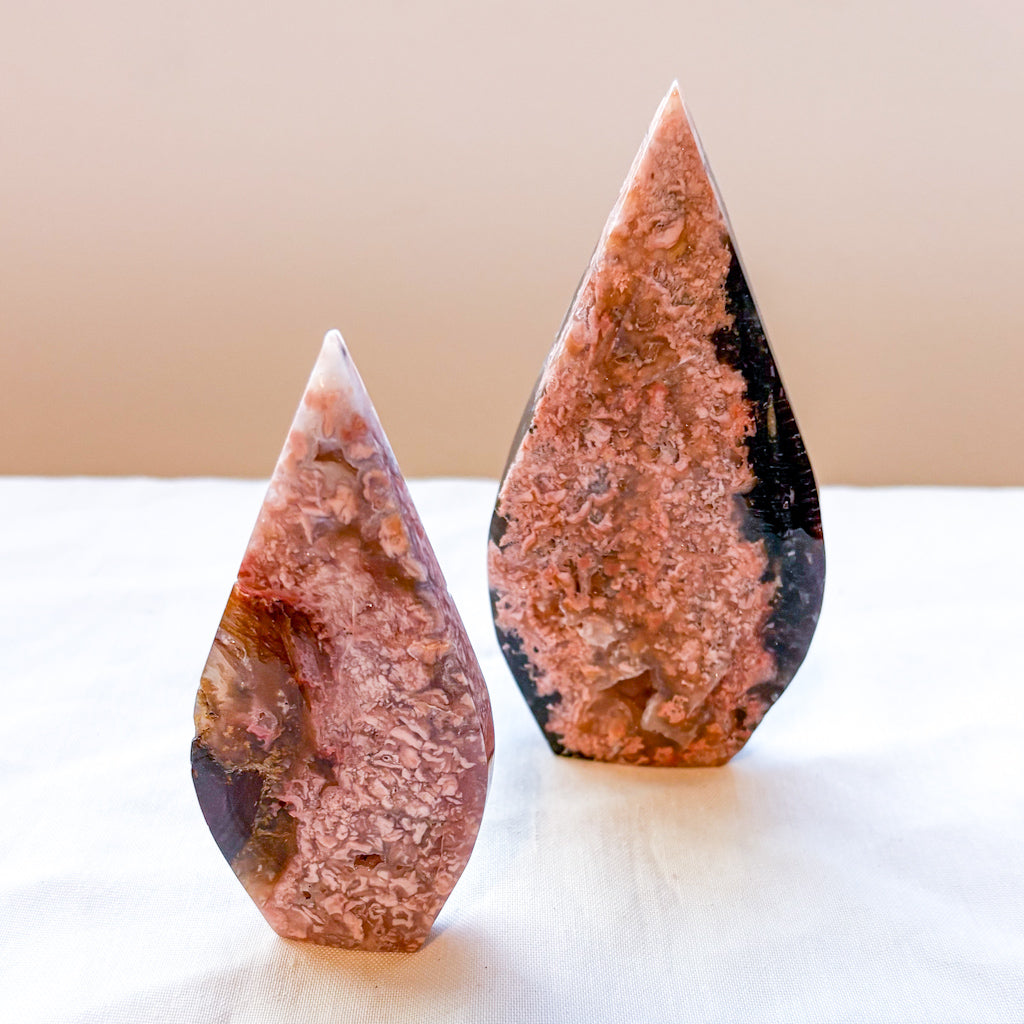 Pink Cotton Candy Agate crystal flame freeform statue