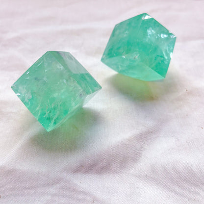 Green Fluorite Crystal Floating Cube