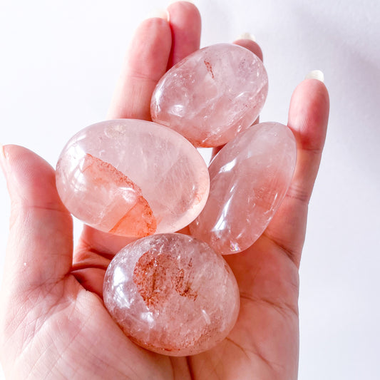 Fire quartz crystal palm stone