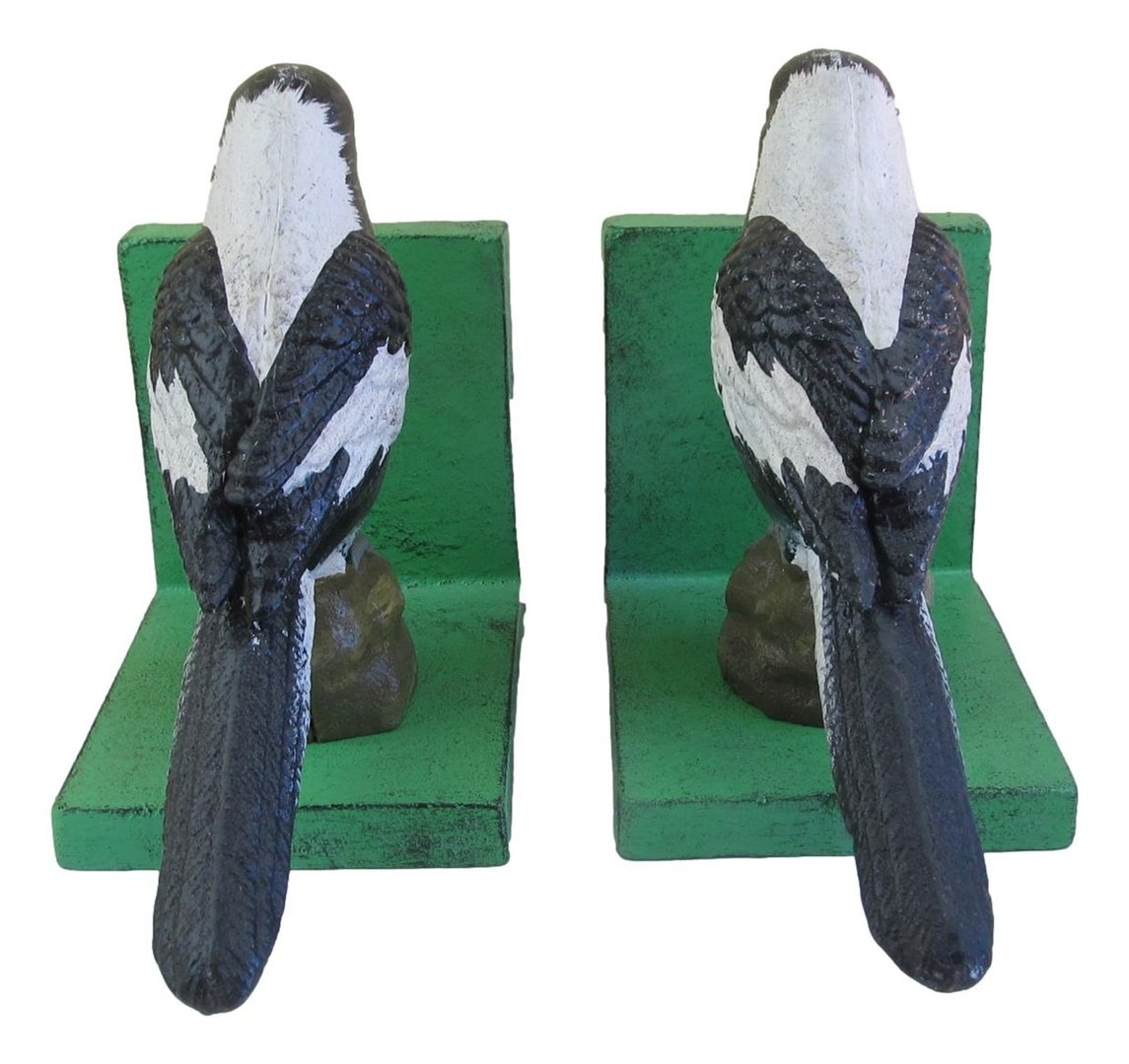 Magpie vintage statue painted metal bookend - single or pair