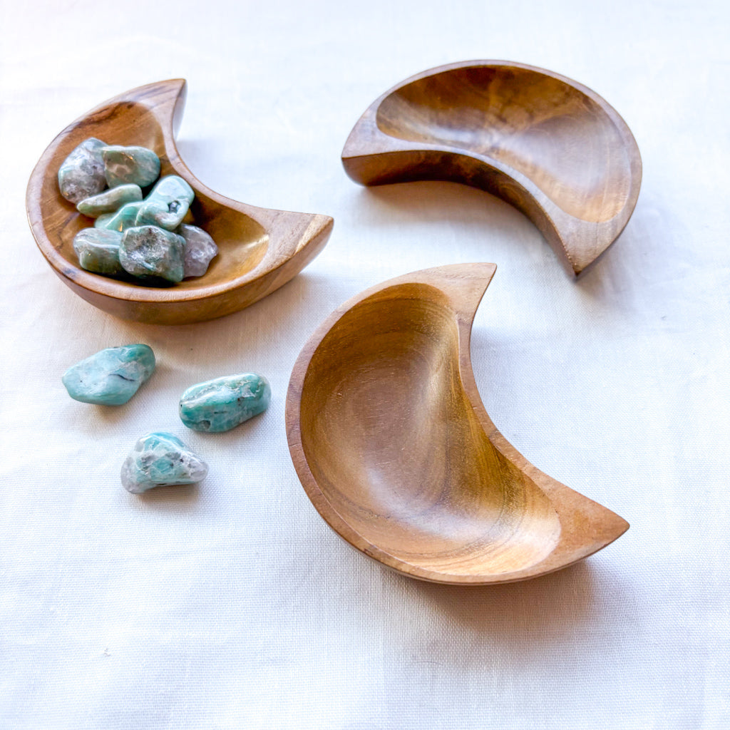 Cresent moon wooden trinket dish