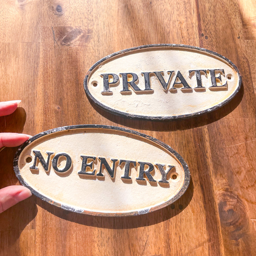 Private cast iron vintage wall hanging sign